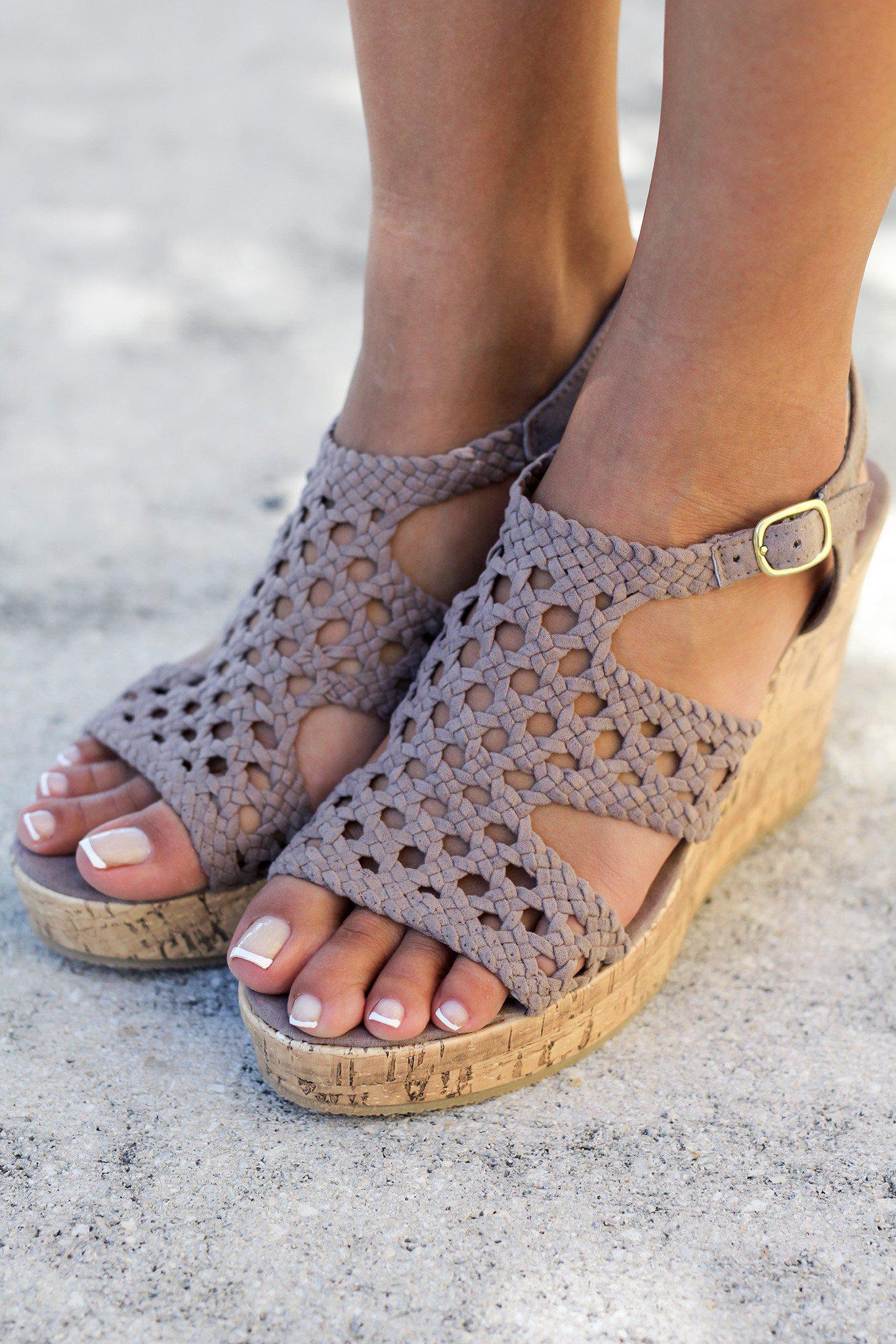 Stylish Finch Taupe Women's Wedge Sandals