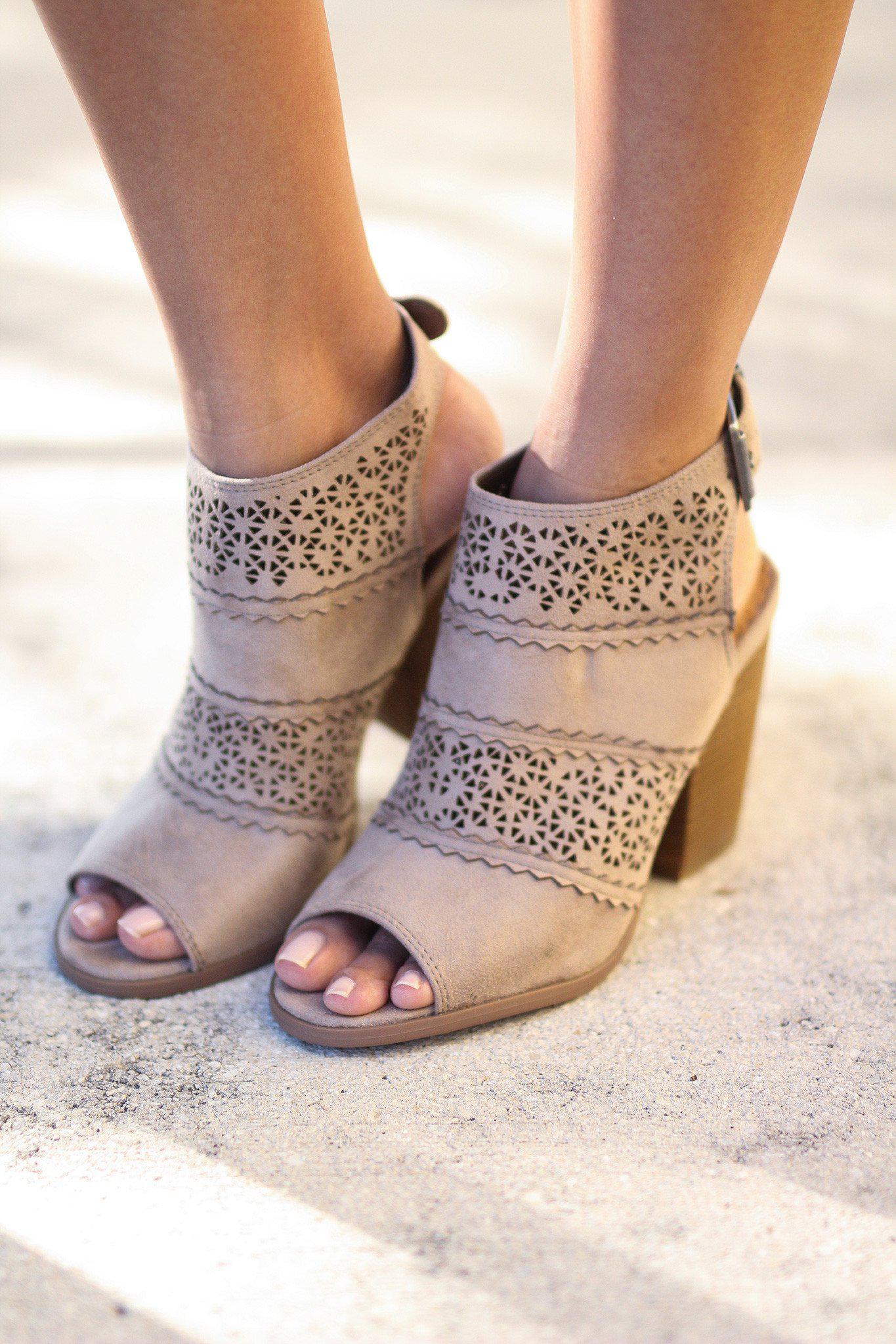 Stylish Girl B Taupe Flossin Cut - Out Booties for Any Occasion